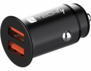 Techly nabíječka do auta Rychlá mini nabíječka 2x USB 36W 3A 5-12V