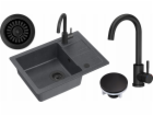 GraniteQ GO- SMART dřez ČERNÝ granitový dřez 1-kz/o (62x4...