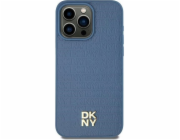 DKNY  DKHMP15SPSHRPSB iPhone 15 / 14 / 13 6.1 modro/modré pevné pouzdro Kožený vzor Kovové logo MagSafe