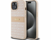 DKNY  DKHCP15MPRTHSLP iPhone 15 Plus / 14 Plus 6,7 růžové/růžové pevné pouzdro Kůže Mono Stripe & Metal Logo