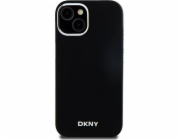 DKNY  DKHMP14SSMCHLK iPhone 14 / 15 / 13 6.1 černo/černé pevné pouzdro Tekutý silikon Malé kovové Logo MagSafe