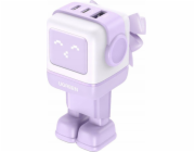 Ugreen nabíječka UGREEN Nexode Robot GaN síťová nabíječka 2xUSB-A, USB-C 65W fialová