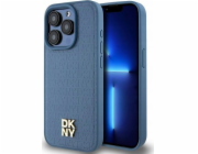 DKNY  DKHMP15LPSHRPSB iPhone 15 Pro 6.1 modro/modré pevné pouzdro Kožený Monogram Vzor Kovové Logo MagSafe