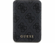 Powerbanka Guess  4G kožené kovové logo MagSafe - Indukční power banka 5000 mAh 15W MagSafe (černá)