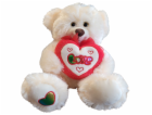 PLYŠÁKOV - Medvěd se srdcem a mašlí bílý 25 cm
