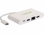 TECHLY 102086 USB-C 3.1 multiport adapter -> 4K HDMI/Gigabit RJ45/USB-A/USB-C white