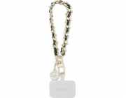 Guess Přívěsek 4G Saffiano Charm Black Universal Hand Strap Saffiano Chain 4G Charm je mimořádně stylový a elegantní doplněk věnovaný vašemu telefonu