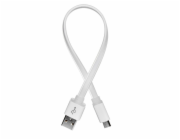 ColorWay USB - microUSB kabel 25cm, plochý, bílá