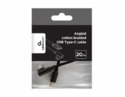 Gembird adaptér USB-C (M) / USB-C (M), datový / nabíjací, opletený, pravouhlý, 0.2m