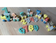 small foot Dřevěný narozeninový vláček se zvířátky