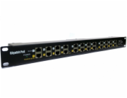 POE Gigabitový Patch panel Cat5 19" 12port 1U
