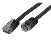Patch kabel UTP cat 6, 10m plochý - černý