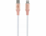 Kabel USB s logem Guess  Ebossed – kabel USB-C na Lightning certifikovaný MFi 1,5 m (růžový)