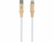 Kabel USB s logem Guess  Ebossed – kabel USB-C na Lightning certifikovaný MFi 1,5 m (zlatý)