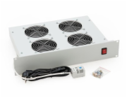 Ventilační jednotka Triton 19" Horizontální 230V/92W, 2U, 4x ventil, bimetalový termostat, bílá