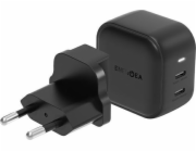 Nabíječka Energea Nabíjení ENERGEA. síť. 2xUSB-C PD-PPS 45W 2C černá/černá US+EU Travelite GAN45