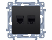 Kontakt-Simon Double RJ45 počítačová zásuvka, kategorie 5e (modul), matná černá, SIMON10