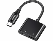 Usams  AU15 USB adaptér USB-C adaptér - 3,5m jack DAC + USB-C PD60W černá/černá SJ598YPTC01 (US-SJ598)