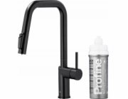 KFA DUERO PURE STYLE VYSOUVACÍ kuchyňská baterie KUCHYŇSKÁ TUČNĚJŠÍ S FUNKCÍ FILTRACE VODY A VYSOUVACÍM VÝPUSTNÍM + PROFINE SILVER S FILTR SADA, ČERNÁ