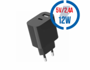 GEMBIRD TA-UC-2AC12-01-BK, Nabíjačka, U/USB-C, 12W