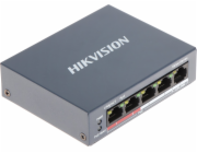 Hikvision DS-3E0105P-E/M(B), 4+1 portový Fast ethernet, PoE switch 