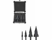 AWTools Vrtačka STEP SPIRAL VRTAČKA SADA 4ks/ 4-12 4-20 4-32 4-39mm/ AICrN/ ČERNÉ/ PLASTOVÉ POUZDRO