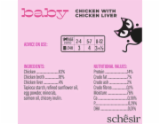 SCHESIR Baby Chicken s játry ve vývaru - mokré krmivo pro koťata - 70g