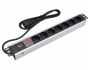 XtendLan 19   rozvodný panel 7x 230V, ČSN, vypínač, nadproudová ochrana, koncovka 16A/C20, 1,8 m