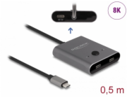 Delock Switch 2 to 1 - Rozbocovac - obousmerný, 8K, 10 Gbps - 2 x USB-C (Power Delivery) - desktop