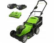 Greenworks bateriová sekačka na trávu 2x24V Bateriová sekačka na trávu 41cm G24X2LM41K2x sada duální nabíječka + 2 baterie 2Ah