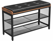 Dřevěný botník Leobert LOFT, police se sedákem