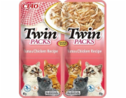 INABA CAT Twin tuňák s kuřecím v bujónu – pochoutka pro kočky – 2x40g