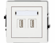 DECO dvojitá zásuvka 2xUSB-AA 3.0 bílá DGUSB-6