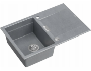Owen  111 GraniteQ dřez, dřez se sifonem Push 2 Open, 1-miska bez (760x500x215; buňka 330x430) stříbrný kámen / ocelové prvky