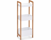 Zeller Bílá police z bambusového vlákna, police s policemi, bambusová police, koupelnová police, bílá police, bambusový nábytek, ZELLER