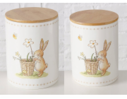 Keramické kuchyňské dózy Boltze CHARMY, vzor zajíčka, 2 kusy
