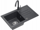 Dřez BEN 111, černý tečkovaný granitový dřez, 70x44, s če...
