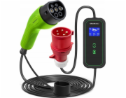 Qoltec Mobilní nabíječka pro elektromobily EV s regulací 2 v 1 Typ 2 | 11kW | CEE 5 PIN | LCD | 3 fáze | Přenosná | Wallbox | 5m