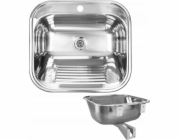 Umyvadlo SKN_090D / KUCHINOX / CHIOS / DŘEZ/UŽITKOVÁ PŘIHRÁDKA OCEL 55X50CM S OTVOREM NA HODINKY + SIFONY + UPEVNĚNÍ (CZZS032K) /