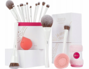 JESSUP_SET Komplexní sada nástrojů pro make-up Čisticí polštářek na štětce + kosmetická houba + štětec + 14 štětců Čisticí houba na štětce + houba na podkladovou bázi + štětec + 14 štětců