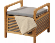 Kesper Bambusový taburet do koupelny s úložným kontejnerem, 50 x 47 cm, Kesper