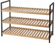 Storage Solutions Police na boty, 3 úrovně, bambusový a kovový rám, 70 x 30 x 48,5 cm