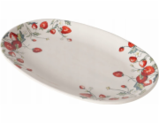 Keramický talíř Boltze EMILY, jahodový vzor, 29 x 18 cm