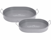 Servírovací tác ProGarden BOTANICKÝ, se širokými uchy, kov, 2 kusy