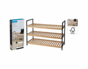 Storage Solutions Police na boty, 3 úrovně, bambusový a kovový rám, 70 x 30 x 48,5 cm
