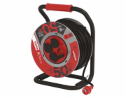 Venkovní prodlužovací kabel na bubnu 50m / 4 zásuvky / černý / guma / 230 V / 1,5mm2