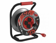 Venkovní prodlužovací kabel na bubnu 25m / 4 zás. / černý / guma-neopren / 230V / 1,5mm2