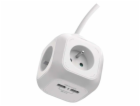 Prodlužovací kabel - kostka 1,9m / 4 zásuvky / bílý / PVC...