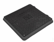 Čtvercový kanalizační poklop, 650x650 mm A15 černý