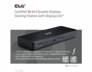 Club3D Dokovací stanice USB-C 16v1, 3xDP, 2xHDMI, 1xUSB-C, 3xUSB, 1xRJ45, 1x3.5mm, černá